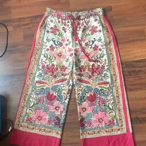 Zara Floral Patterned Pants - Red and Green